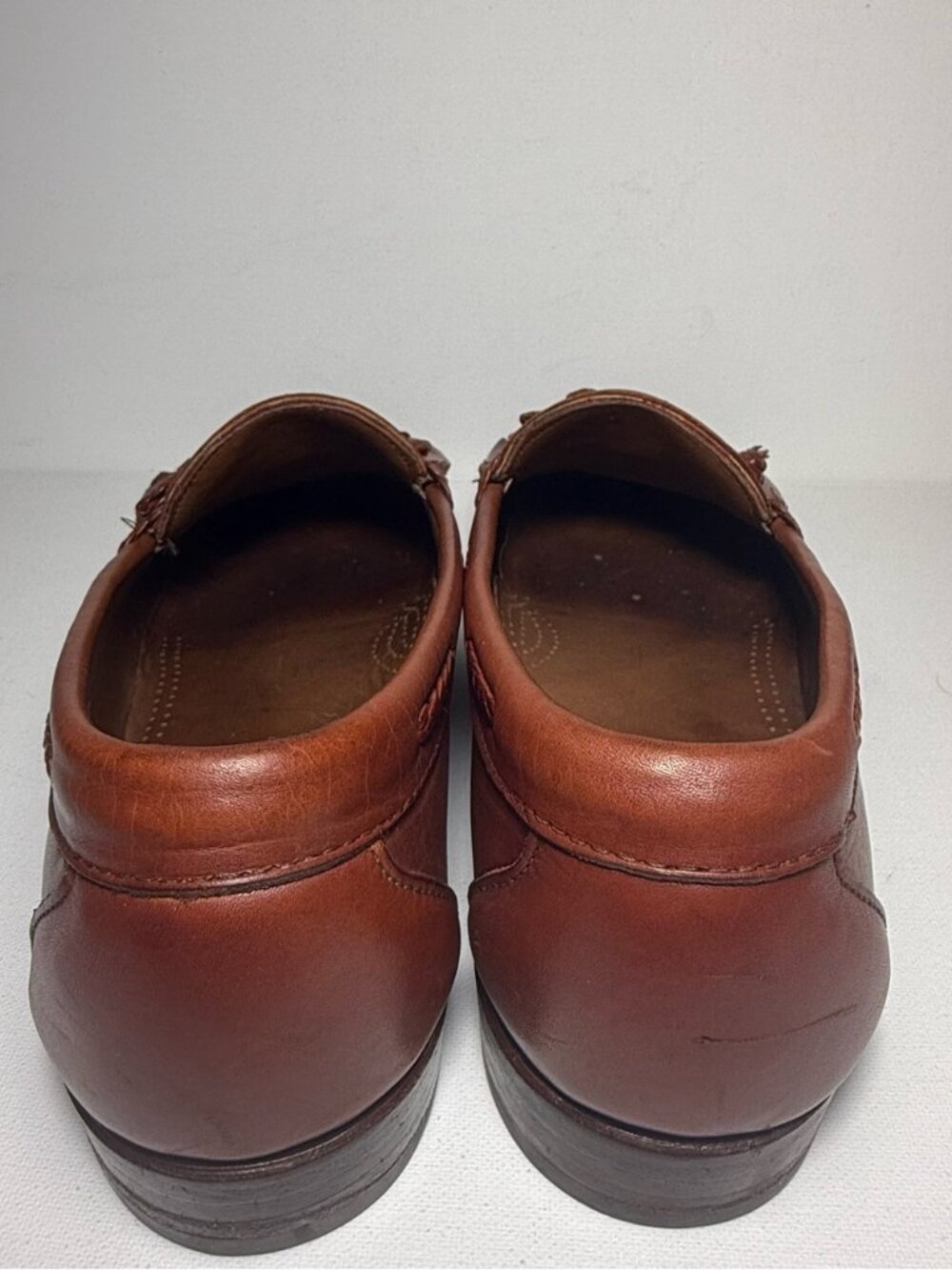 Allen Edmonds Woodstock Mens 11 D Brown Leather Kiltie Braided Penny Loafers USA - Picture 4 of 7